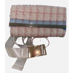 Venus Women's Pink White Tweed Structured Belt Bag New